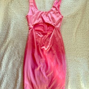 Satin hot pink cut out mini dress